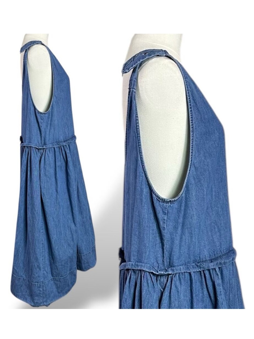 Free People Soraya Light Denim Sky Drop Waist Midi Jumper Dress - Picture 8 of 10